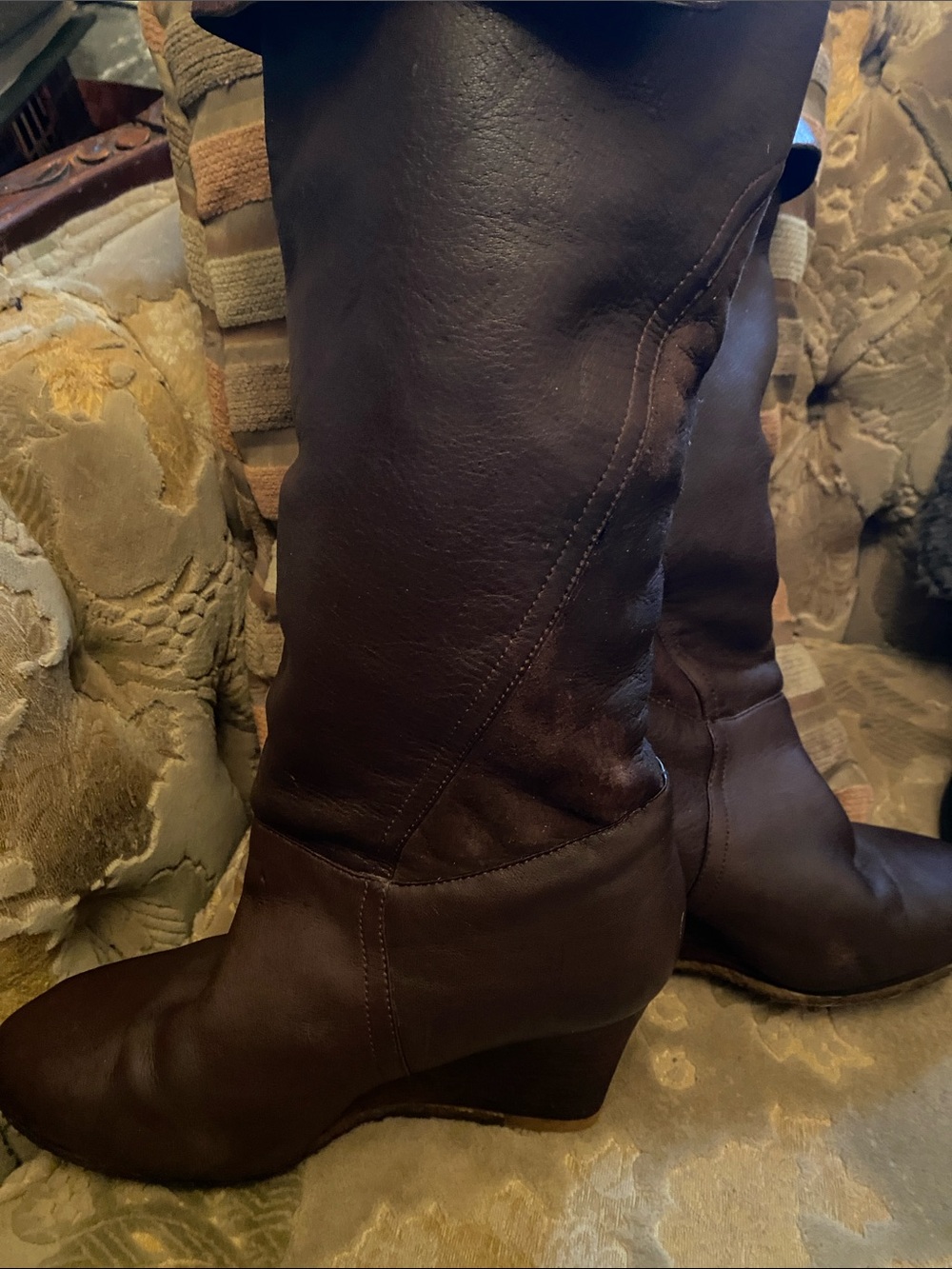 Ugg Classic Women's Tall Brown Leather Wedge Boots